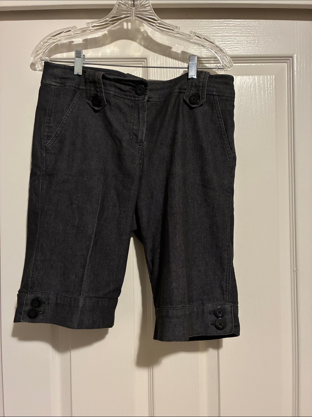 Nordstrom Sandro Black Bermuda Shorts with Button-Cuff Detail